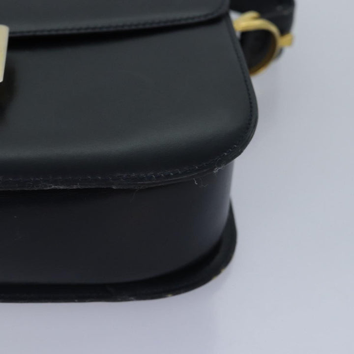 Celine Horse Carriage Shoulder Bag Leather Navy Gold Auth bs17652