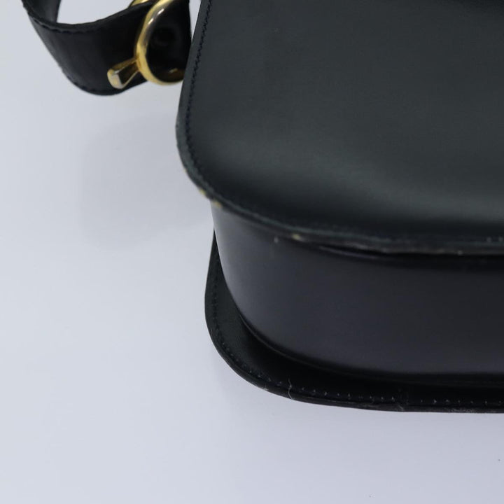Celine Horse Carriage Shoulder Bag Leather Navy Gold Auth bs17652