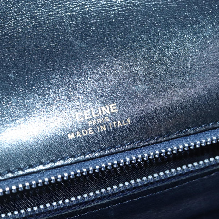Celine Horse Carriage Shoulder Bag Leather Navy Gold Auth bs17652