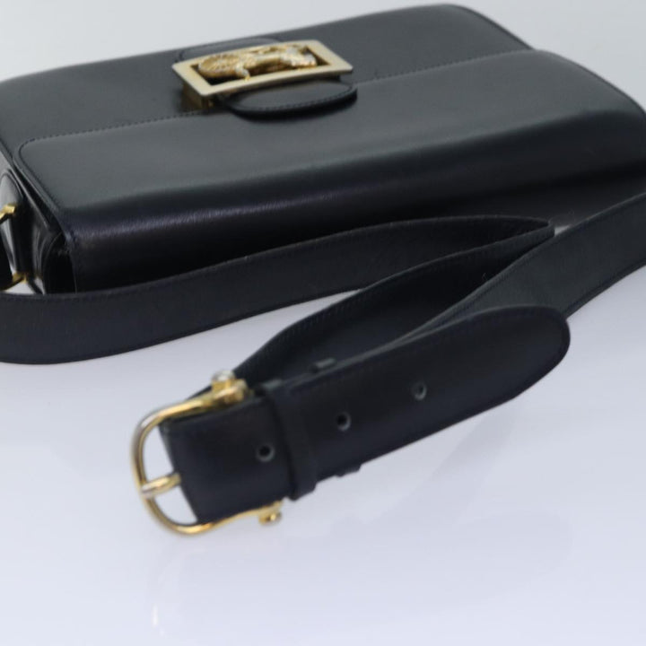 Celine Horse Carriage Shoulder Bag Leather Navy Gold Auth bs17652