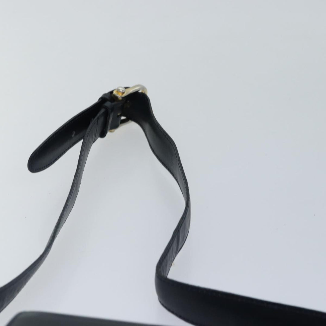 Celine Horse Carriage Shoulder Bag Leather Navy Gold Auth bs17652