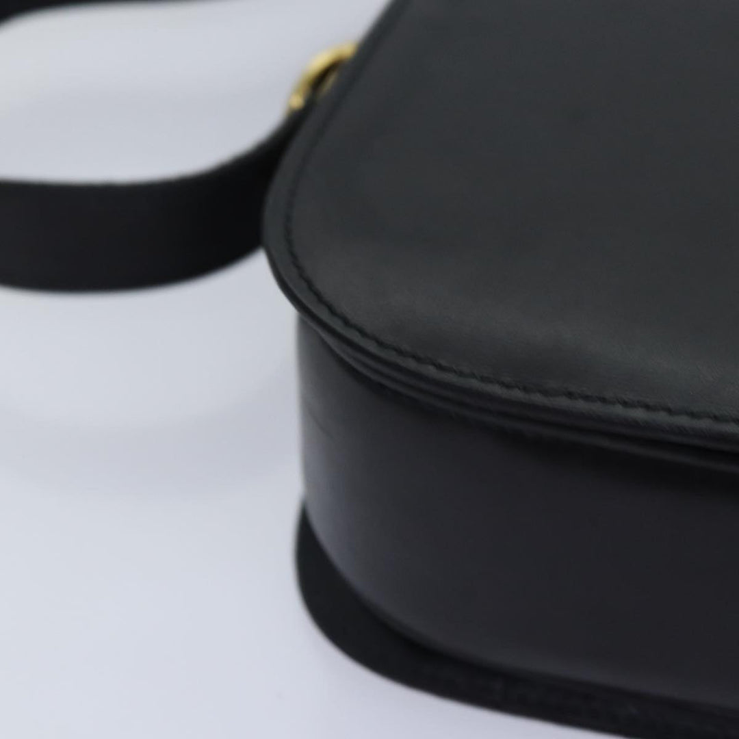Celine Horse Carriage Shoulder Bag Leather Black Gold Auth bs17653