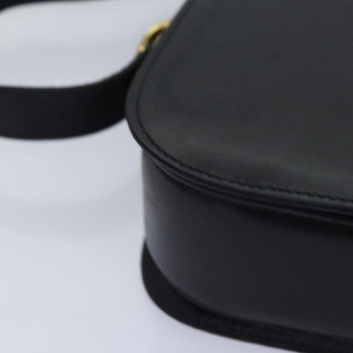 Celine Horse Carriage Shoulder Bag Leather Black Gold Auth bs17653