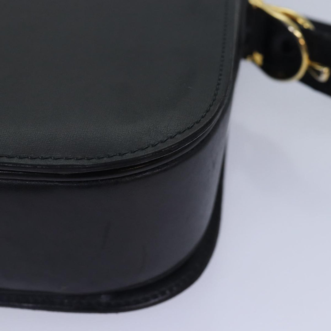 Celine Horse Carriage Shoulder Bag Leather Black Gold Auth bs17653