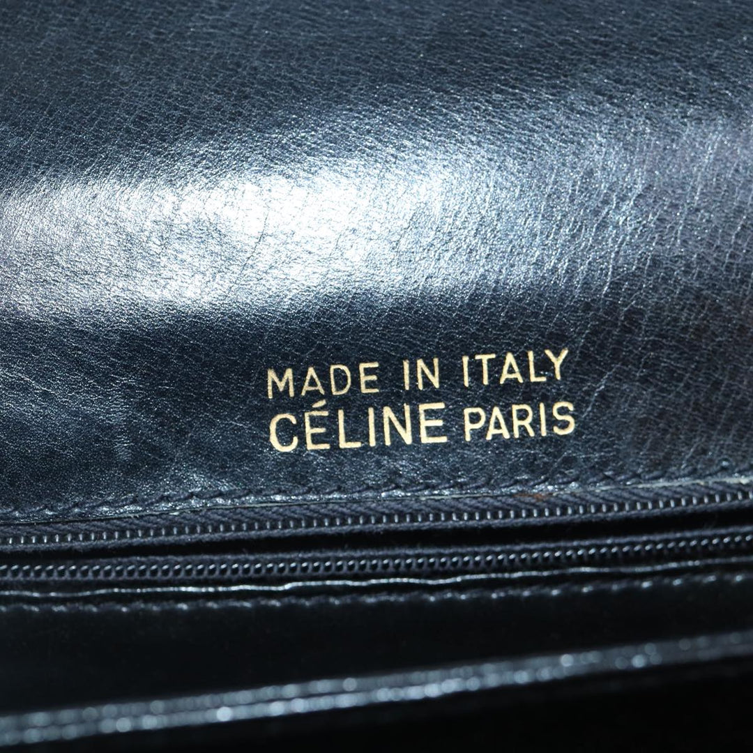 Celine Horse Carriage Shoulder Bag Leather Black Gold Auth bs17653