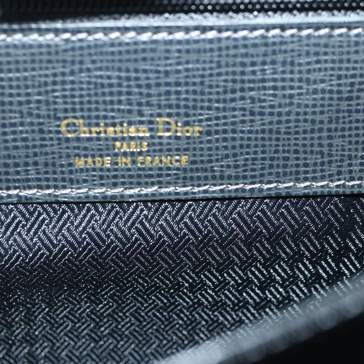CHRISTIAN Top quality Dior Clutch Bag Leather Black Silver Auth bs17656