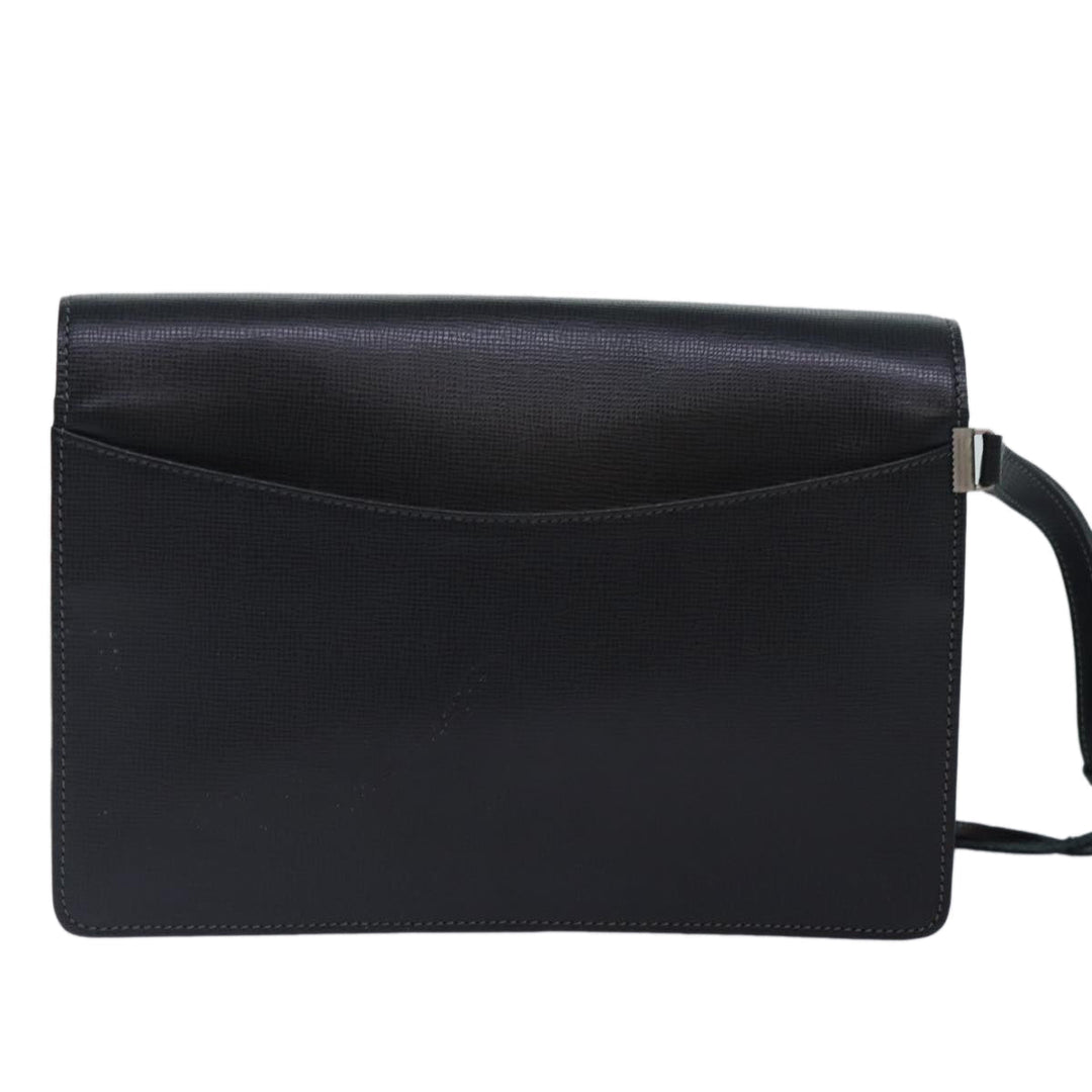 CHRISTIAN Top quality Dior Clutch Bag Leather Black Silver Auth bs17656
