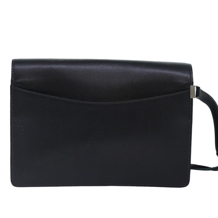 CHRISTIAN Top quality Dior Clutch Bag Leather Black Silver Auth bs17656