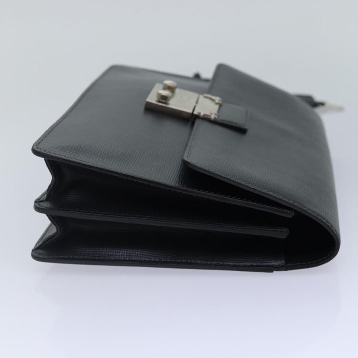 CHRISTIAN Top quality Dior Clutch Bag Leather Black Silver Auth bs17656