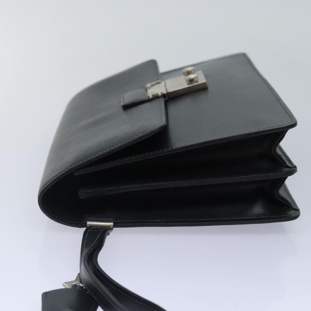 CHRISTIAN Top quality Dior Clutch Bag Leather Black Silver Auth bs17656