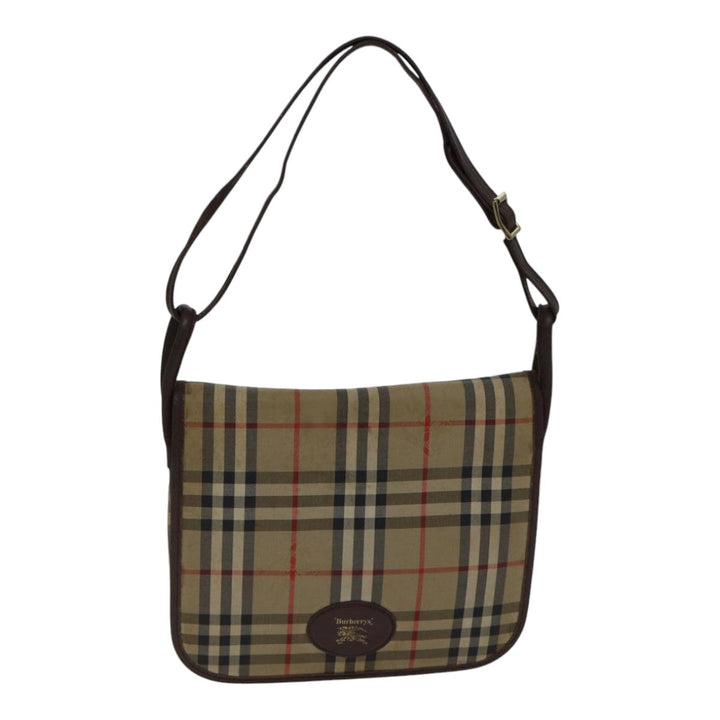 BurberrySs Nova Check Shoulder Bag Canvas Beige Gold Auth bs17668