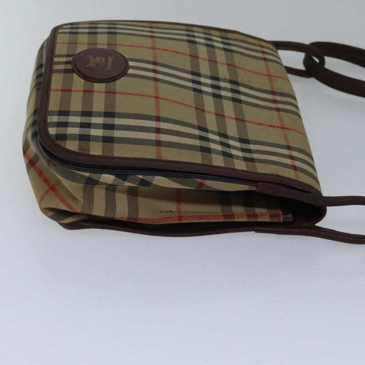BurberrySs Nova Check Shoulder Bag Canvas Beige Gold Auth bs17668
