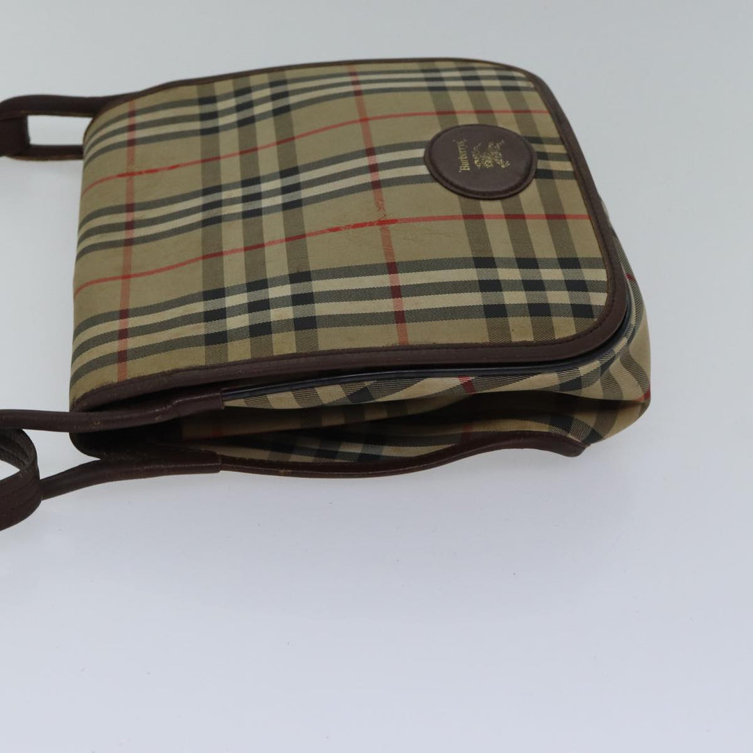 BurberrySs Nova Check Shoulder Bag Canvas Beige Gold Auth bs17668