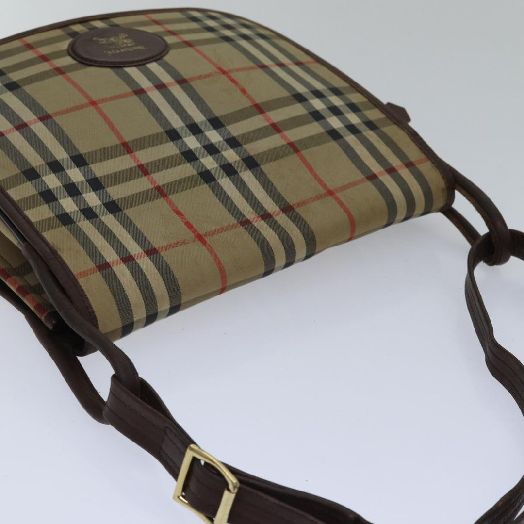 BurberrySs Nova Check Shoulder Bag Canvas Beige Gold Auth bs17668