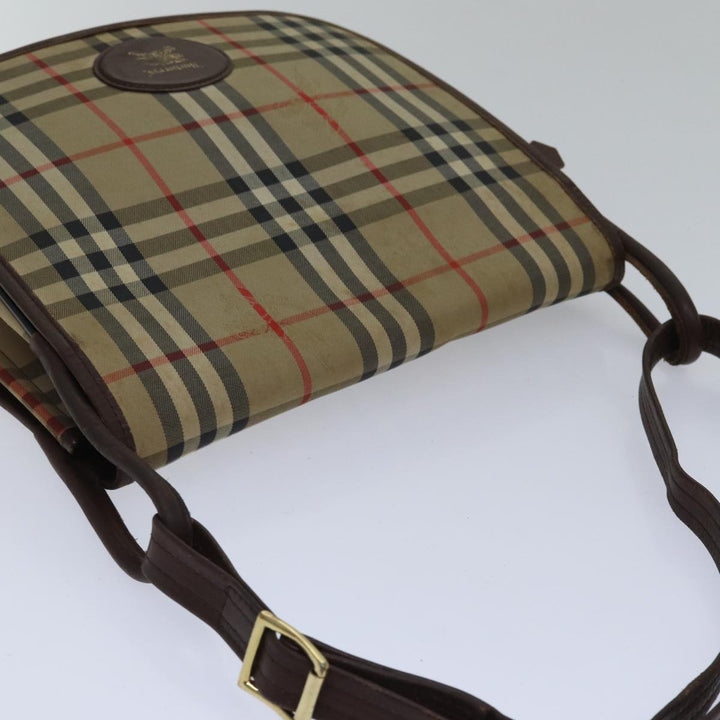 BurberrySs Nova Check Shoulder Bag Canvas Beige Gold Auth bs17668