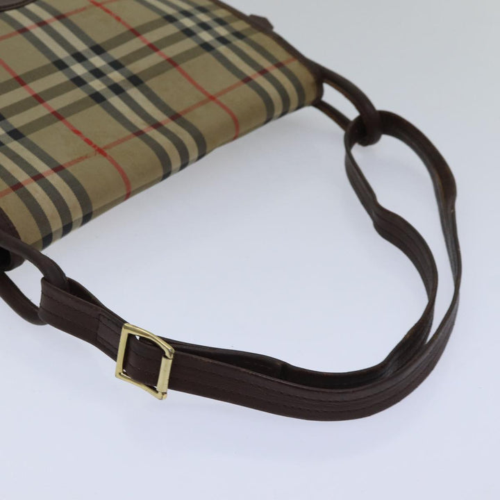 BurberrySs Nova Check Shoulder Bag Canvas Beige Gold Auth bs17668