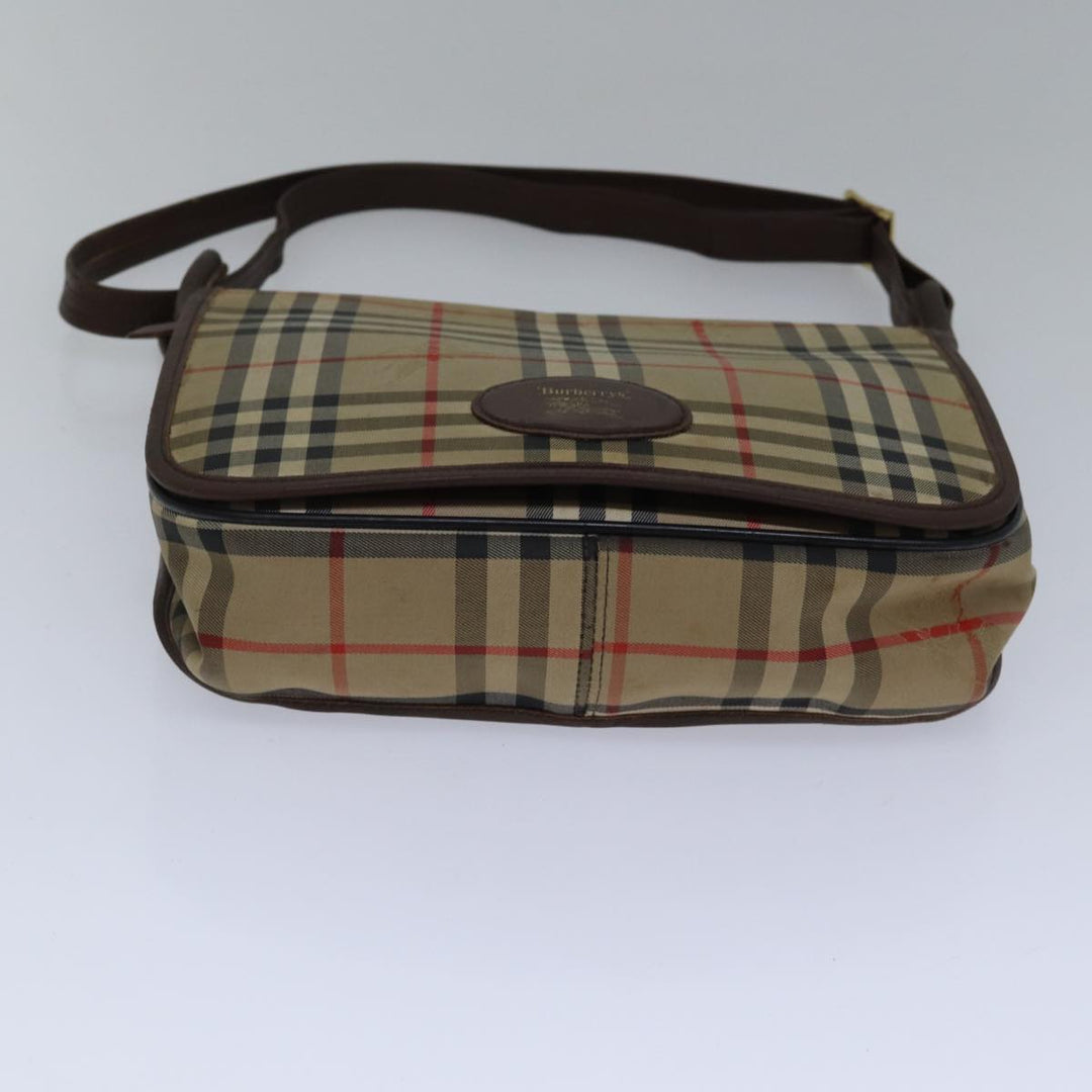 BurberrySs Nova Check Shoulder Bag Canvas Beige Gold Auth bs17668