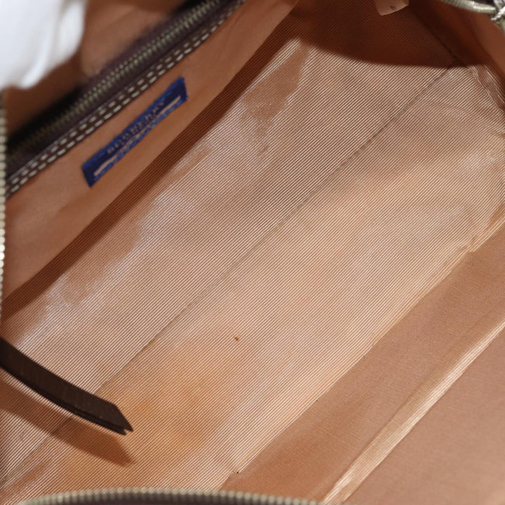 Burberry Nova Check Blue Label Hand Bag Nylon Pink Silver Auth bs17669