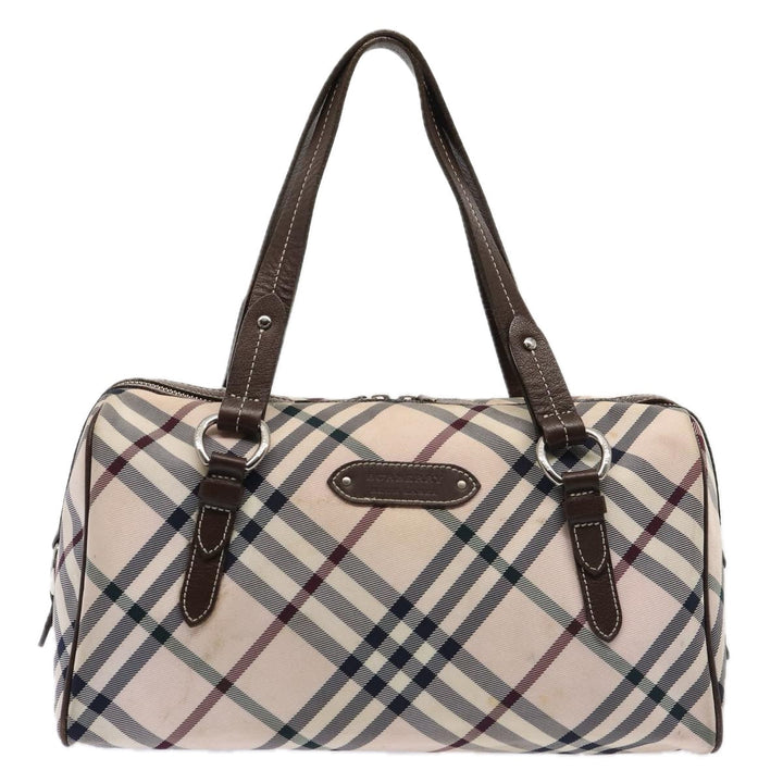 Burberry Nova Check Blue Label Hand Bag Nylon Pink Silver Auth bs17669