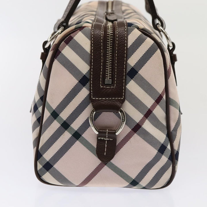 Burberry Nova Check Blue Label Hand Bag Nylon Pink Silver Auth bs17669