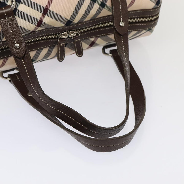 Burberry Nova Check Blue Label Hand Bag Nylon Pink Silver Auth bs17669