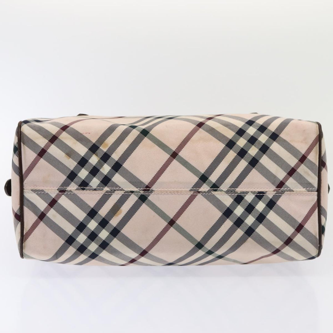 Burberry Nova Check Blue Label Hand Bag Nylon Pink Silver Auth bs17669