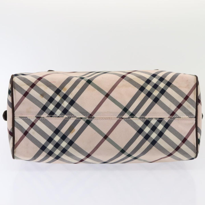 Burberry Nova Check Blue Label Hand Bag Nylon Pink Silver Auth bs17669