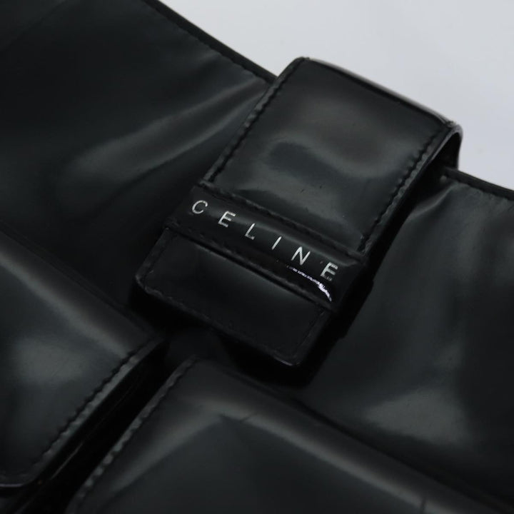 Celine Shoulder Bag Patent leather Black Silver Auth bs17689
