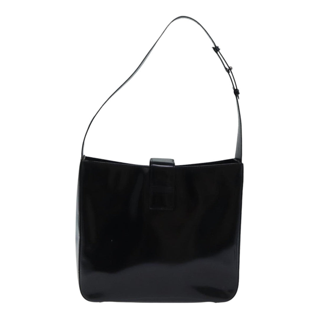 Celine Shoulder Bag Patent leather Black Silver Auth bs17689