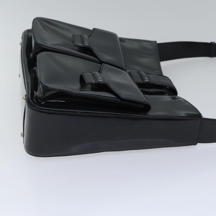 Celine Shoulder Bag Patent leather Black Silver Auth bs17689