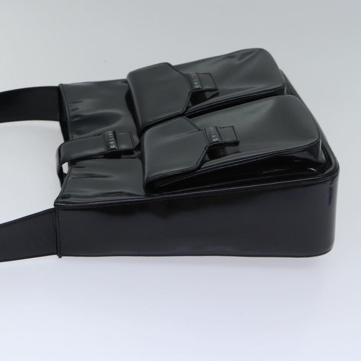 Celine Shoulder Bag Patent leather Black Silver Auth bs17689
