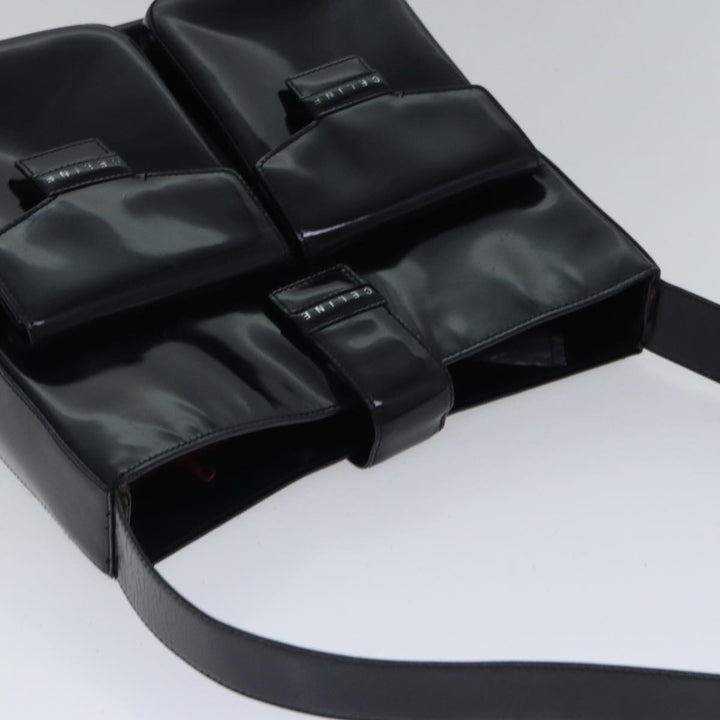 Celine Shoulder Bag Patent leather Black Silver Auth bs17689