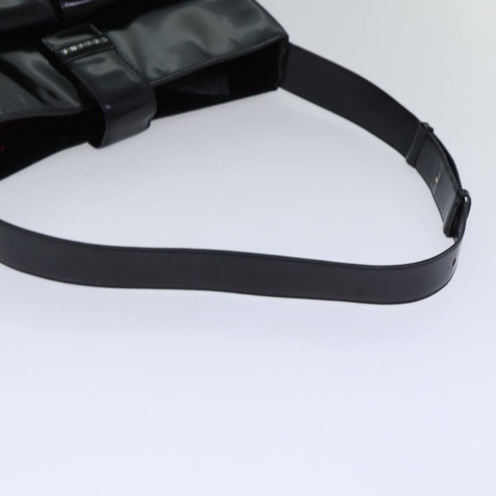 Celine Shoulder Bag Patent leather Black Silver Auth bs17689