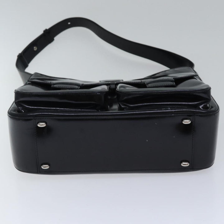 Celine Shoulder Bag Patent leather Black Silver Auth bs17689
