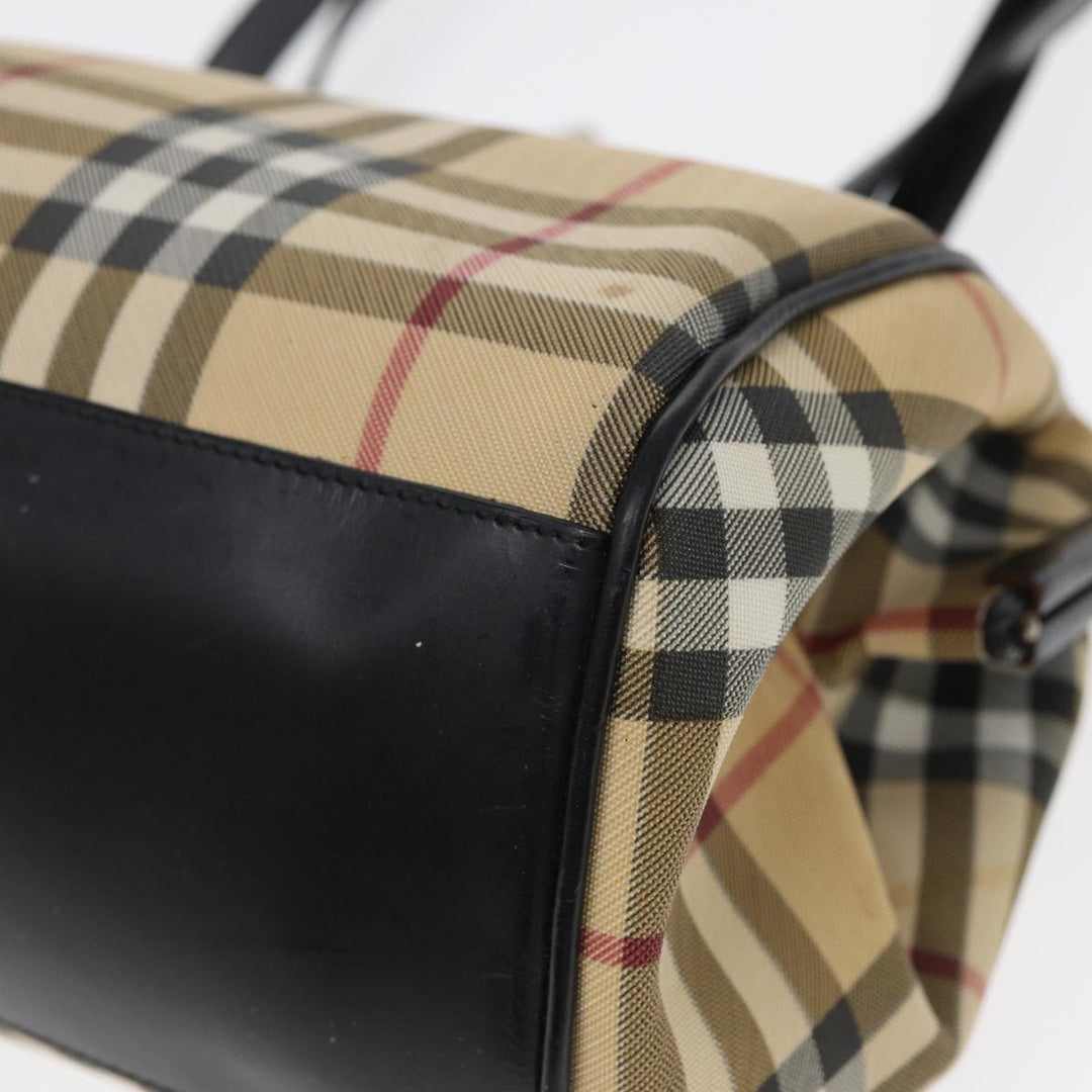 Burberry Nova Check Shoulder Bag PVC Beige Silver Auth bs17694