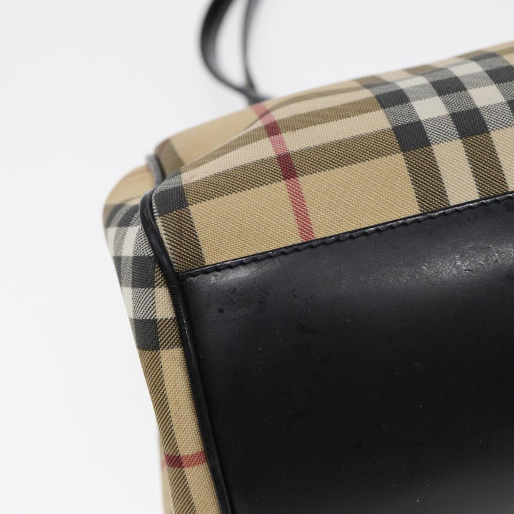 Burberry Nova Check Shoulder Bag PVC Beige Silver Auth bs17694