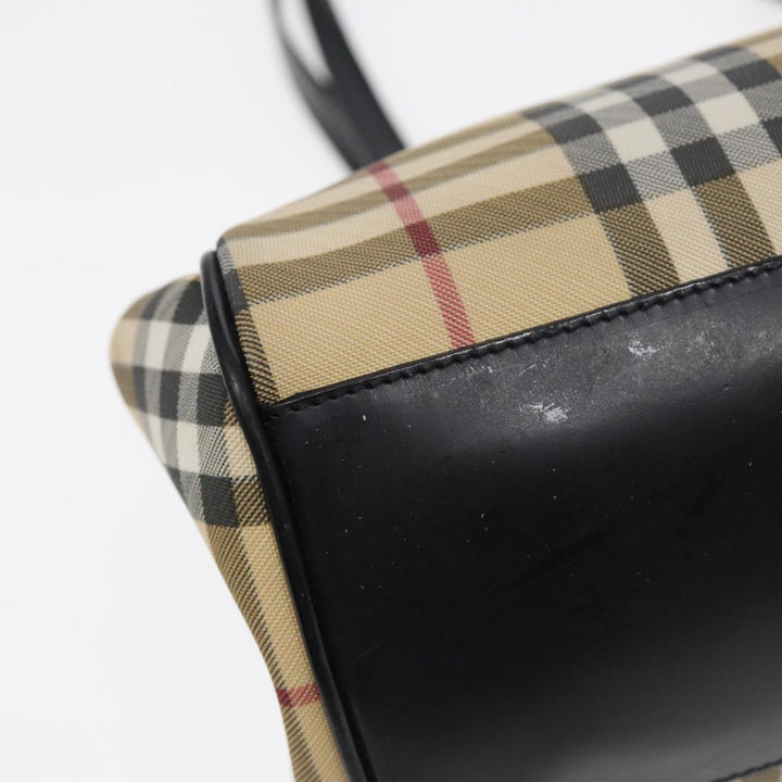 Burberry Nova Check Shoulder Bag PVC Beige Silver Auth bs17694