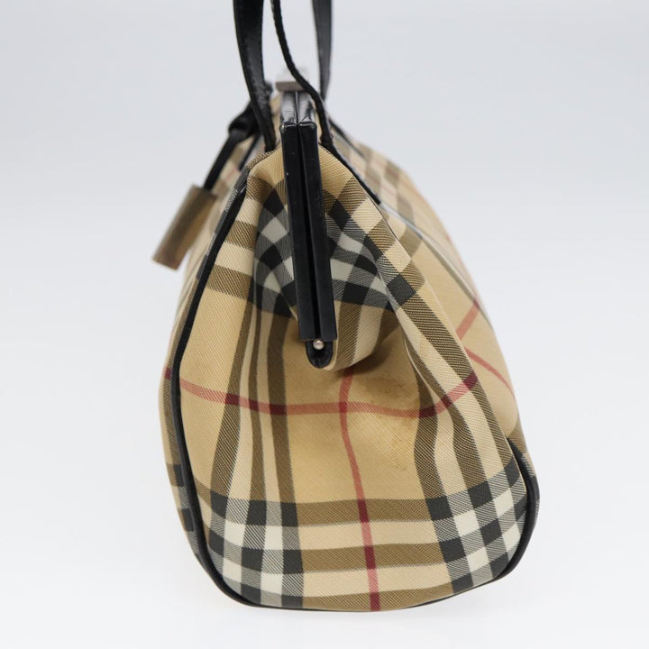 Burberry Nova Check Shoulder Bag PVC Beige Silver Auth bs17694