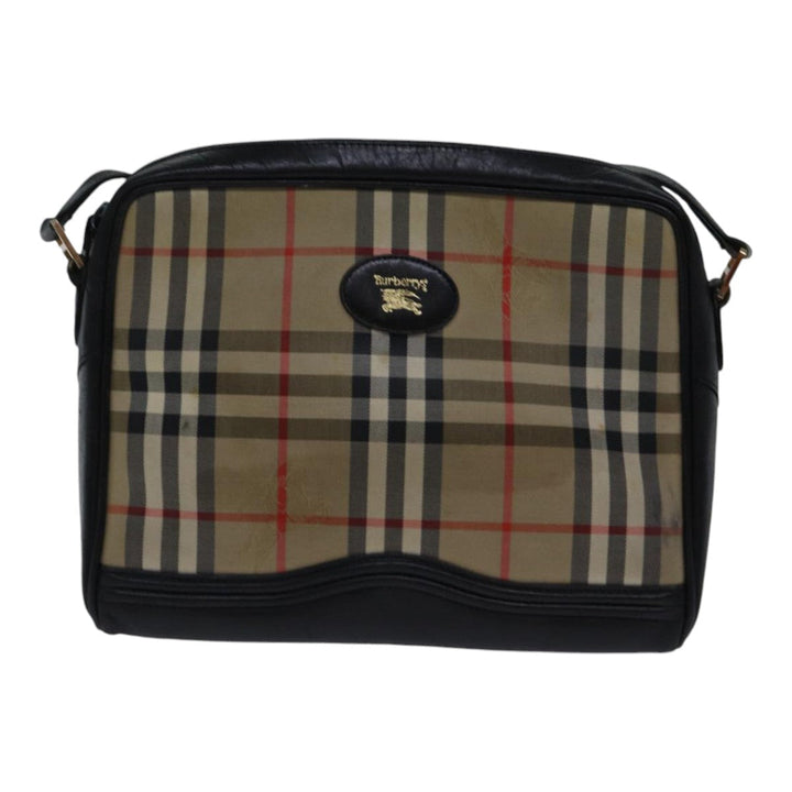 BurberrySs Nova Check Shoulder Bag Canvas Beige Gold Auth bs17696
