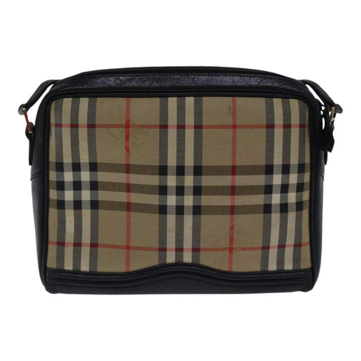 BurberrySs Nova Check Shoulder Bag Canvas Beige Gold Auth bs17696