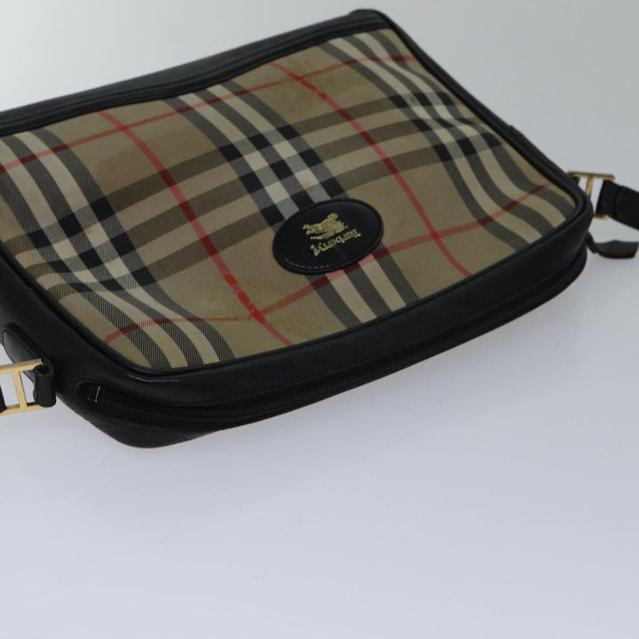BurberrySs Nova Check Shoulder Bag Canvas Beige Gold Auth bs17696