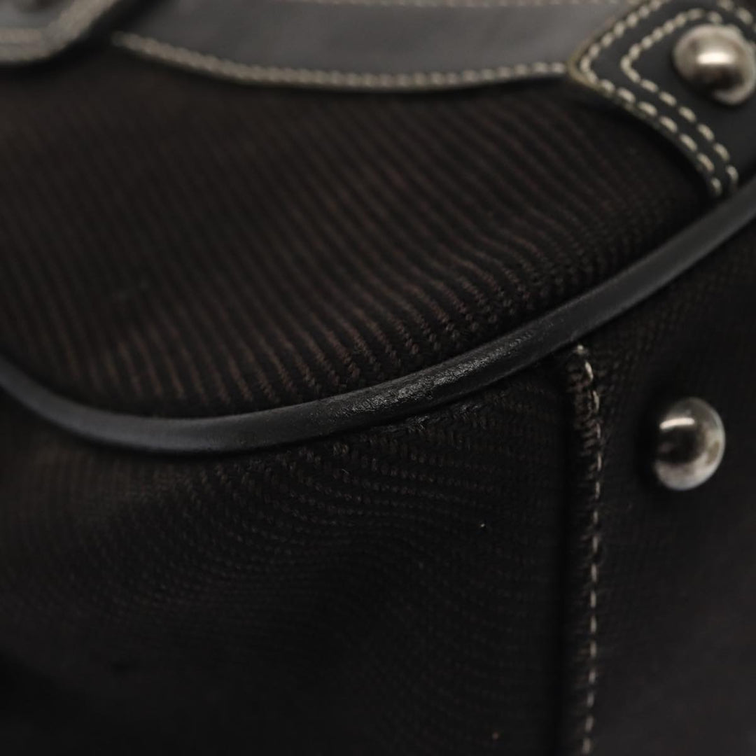 Burberry Black label Hand Bag Canvas Black Silver Auth bs17697