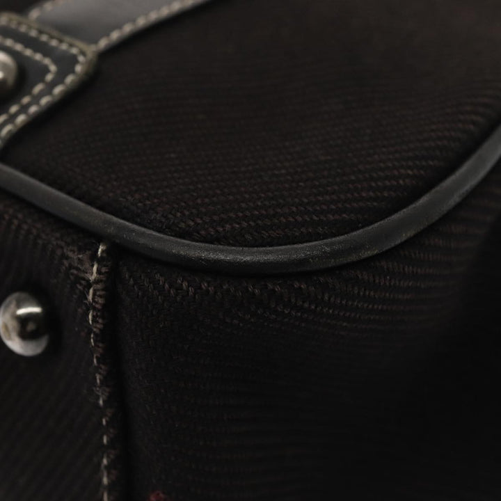 Burberry Black label Hand Bag Canvas Black Silver Auth bs17697