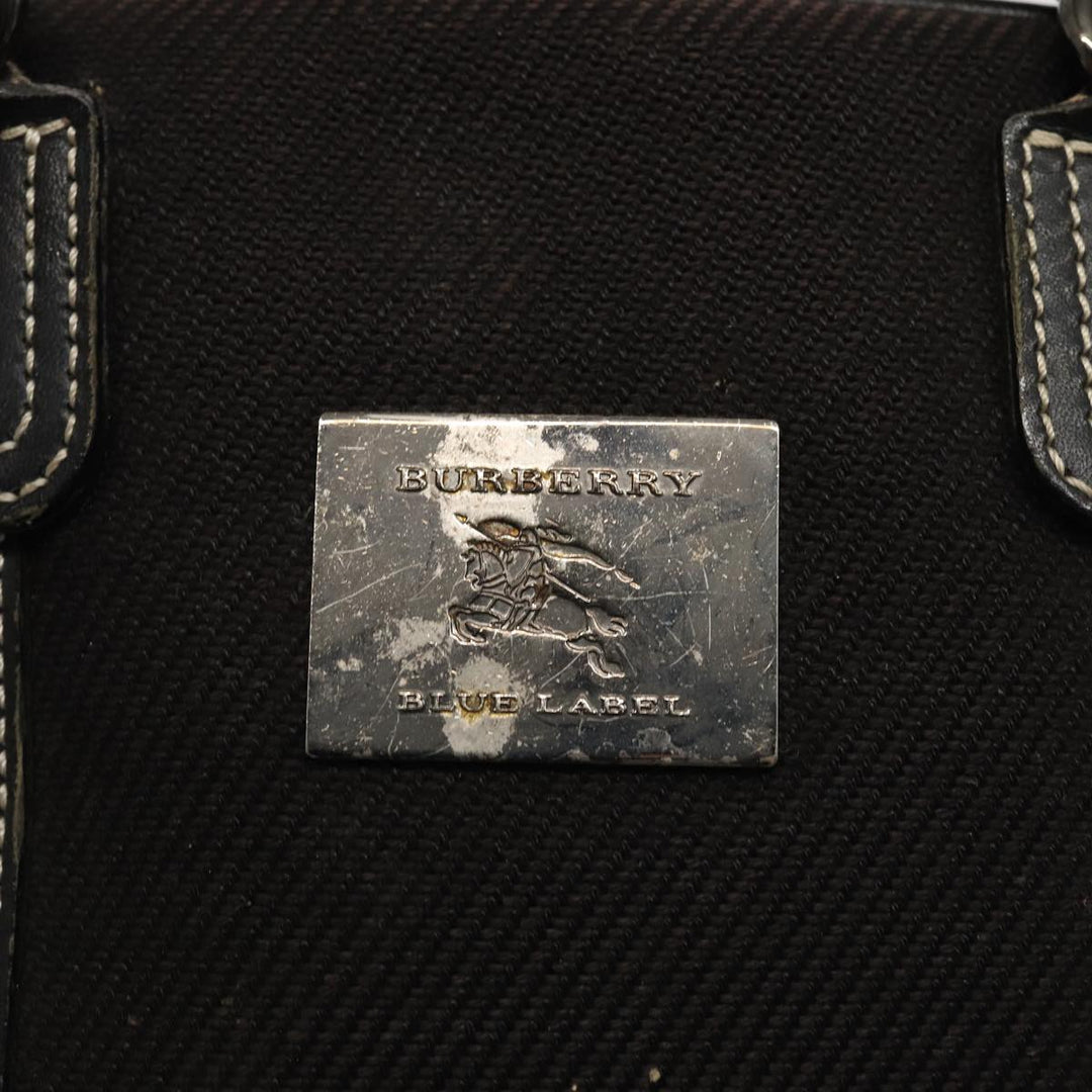 Burberry Black label Hand Bag Canvas Black Silver Auth bs17697
