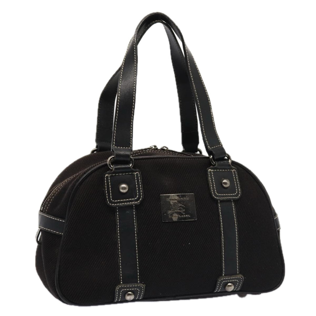Burberry Black label Hand Bag Canvas Black Silver Auth bs17697
