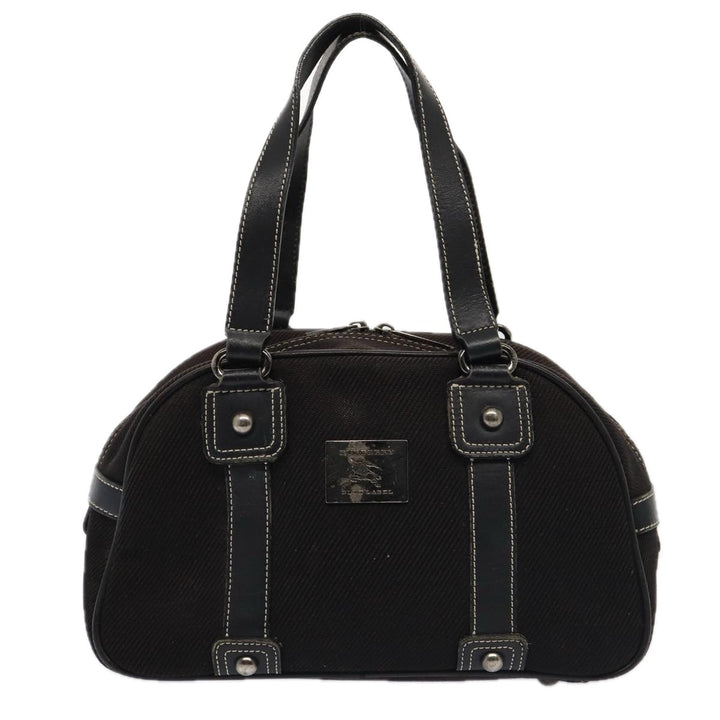 Burberry Black label Hand Bag Canvas Black Silver Auth bs17697