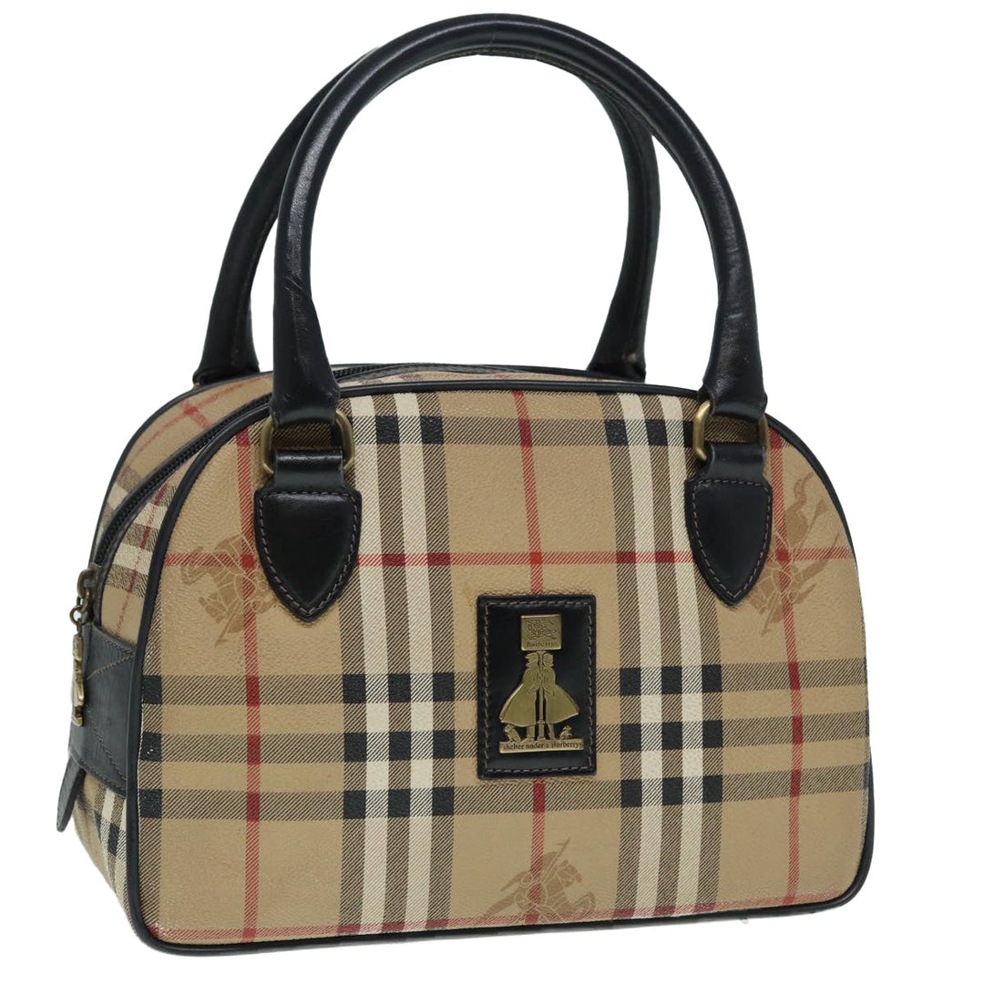 BurberrySs Nova Check Hand Bag PVC Beige Auth bs17698