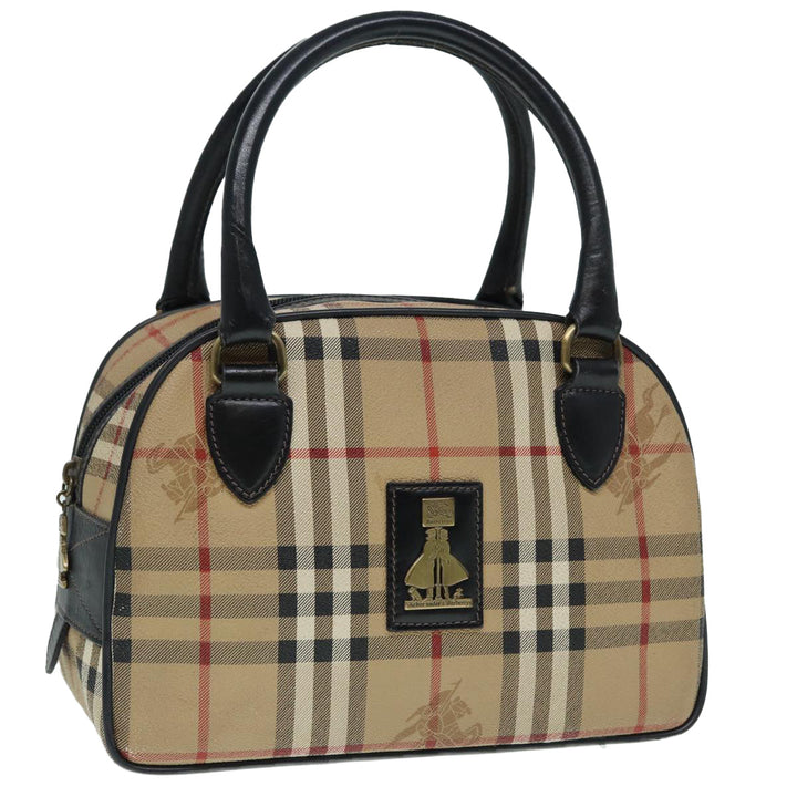 BurberrySs Nova Check Hand Bag PVC Beige Auth bs17698