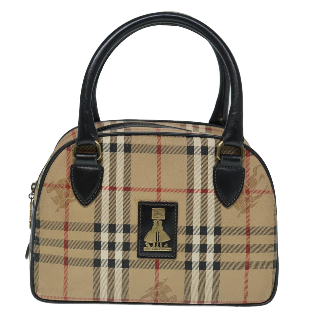 BurberrySs Nova Check Hand Bag PVC Beige Auth bs17698