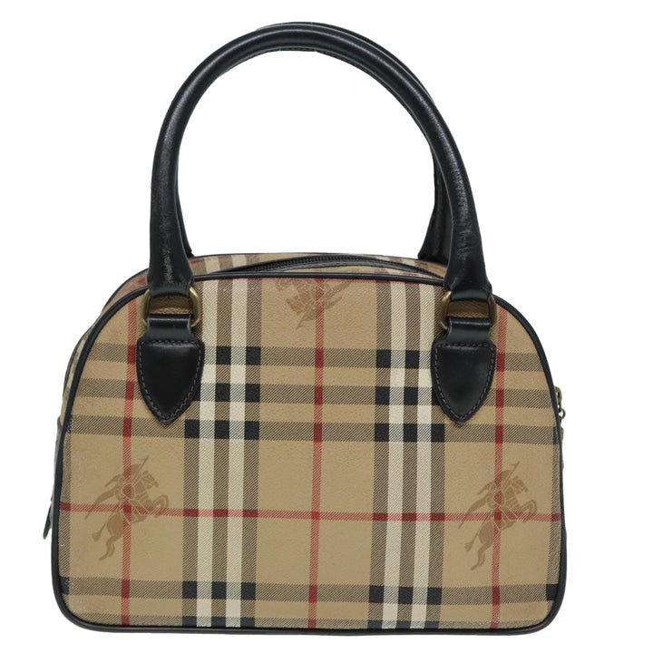 BurberrySs Nova Check Hand Bag PVC Beige Auth bs17698